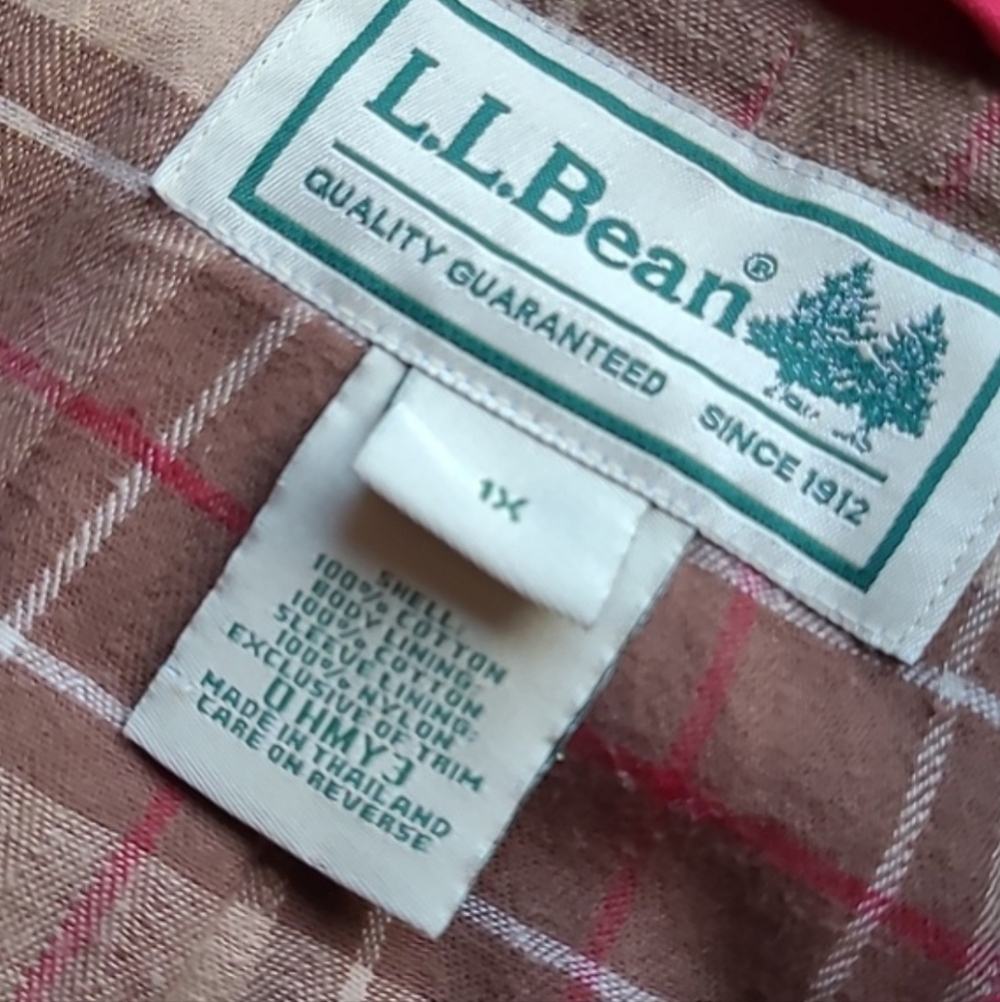 LL Bean Adirondack Chore Barn Utility Jacket Coat Red Brown Wmn 1X - Picture 13 of 16